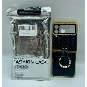 SHIELD Case For Samsung Galaxy Z Flip 4 Weave Fabric Business Style‎ Cool Black